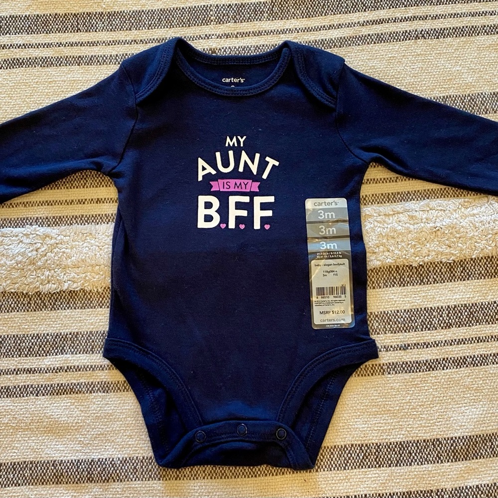 Girl’s 3 months long sleeve onsie. Navy. NWT!